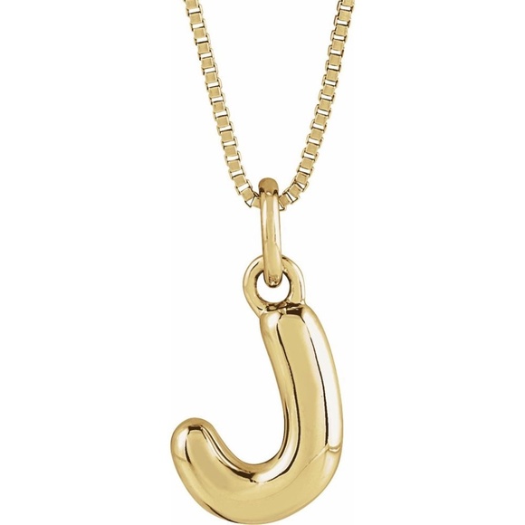 14K Yellow Bubble Initial J 18" Necklace